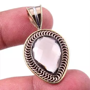 Natural Smoky Quartz 925 Solid Sterling Silver TwoTone Gift Pendant 1.50 e7C51
