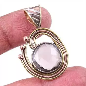 Natural Smoky Quartz 925 Solid Sterling Silver TwoTone Gift Pendant 1.50 w8m86