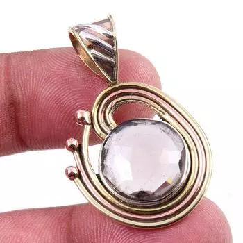 Natural Smoky Quartz 925 Solid Sterling Silver TwoTone Gift Pendant 1.50 b2Y72