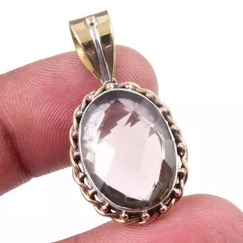 Natural Smoky Quartz 925 Solid Sterling Silver TwoTone Gift Pendant 1.25 K3t49