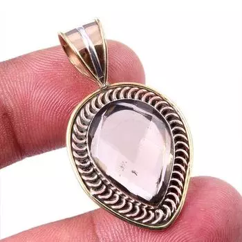 Natural Smoky Quartz 925 Solid Sterling Silver TwoTone Gift Pendant 1.50 Y3K47