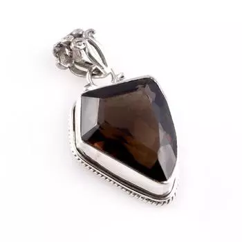 Natural Smoky Quartz Gemstone 925 Solid Sterling Silver Gift Pendant 1.4 l0K39