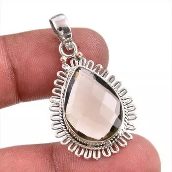 Natural Smoky Quartz Gemstone 925 Solid Sterling Silver Gift Pendant 1.50 o2l45