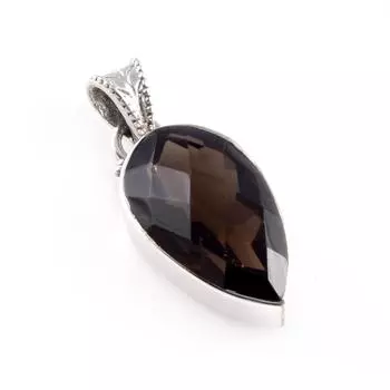 Natural Smoky Quartz Gemstone 925 Solid Sterling Silver Gift Pendant 1.3 y5G35
