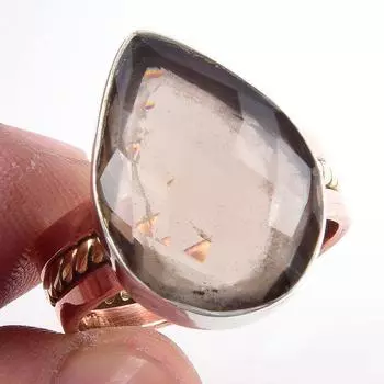 Кольцо из натурального дымчатого кварца с драгоценным камнем из стерлингового серебра 925 пробы в двух тонах S.8 J0W33