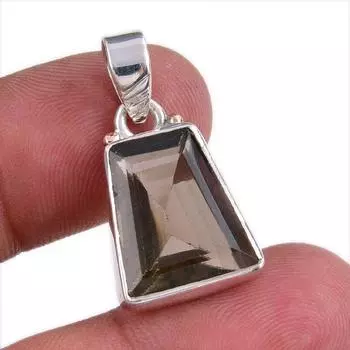 Natural Smoky Quartz Gemstone Handmade 925 Solid Silver Gift Pendant 1.25 T8E97