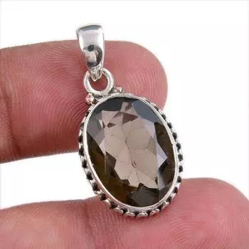 Natural Smoky Quartz Gemstone Handmade 925 Solid Silver Gift Pendant 1.25 v2f78