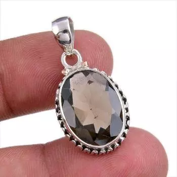 Natural Smoky Quartz Gemstone Handmade 925 Solid Silver Gift Pendant 1.25 d6I14