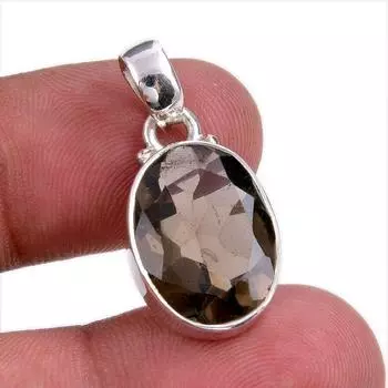 Natural Smoky Quartz Gemstone Handmade 925 Solid Silver Gift Pendant 1.25 O9u42