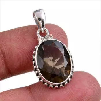 Natural Smoky Quartz Gemstone Handmade 925 Solid Silver Gift Pendant 1.25 P8p40