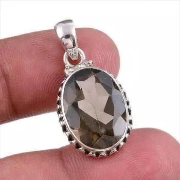 Natural Smoky Quartz Gemstone Handmade 925 Solid Silver Gift Pendant 1.25 Q8Y49