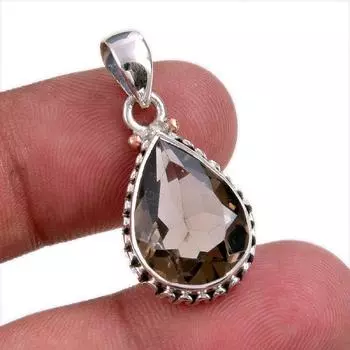 Natural Smoky Quartz Gemstone Handmade 925 Solid Silver Gift Pendant 1.25 P5R50