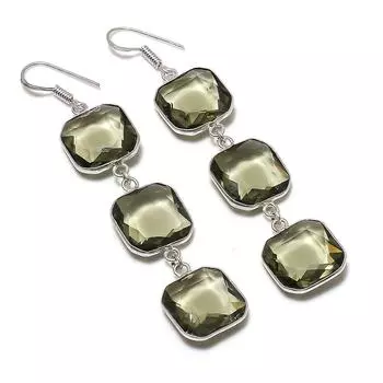 Natural Smoky Topaz Gemstone 925 Sterling Silver Jewelry Earring 3.03 G9R74