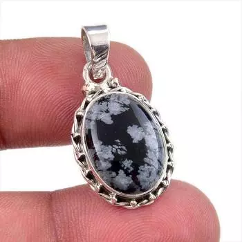 Natural Snowflake Obsidian 925 Solid Sterling Silver Jewelry Pendant 1.25 u4n31