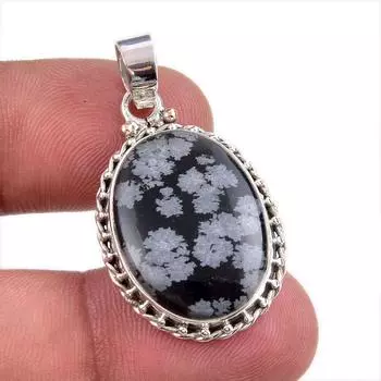 Natural Snowflake Obsidian 925 Solid Sterling Silver Jewelry Pendant 1.50 u0M91