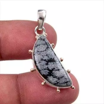 Natural Snowflake Obsidian 925 Solid Sterling Silver Jewelry Pendant 1.50 m2t53