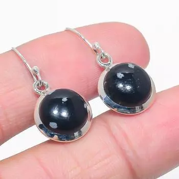 Natural Snowflake Obsidian Gemstone 925 Solid Sterling Silver Earring 1.25 w5j29