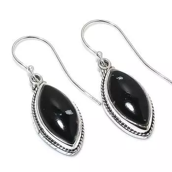 Natural Snowflake Obsidian Gemstone 925 Solid Sterling Silver Earring 1.50 B4j46