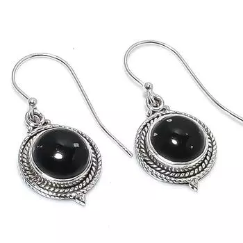 Natural Snowflake Obsidian Gemstone 925 Solid Sterling Silver Earring 1.25 P8n28