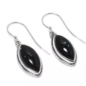 Natural Snowflake Obsidian Gemstone 925 Solid Sterling Silver Earring 1.50 c3b34