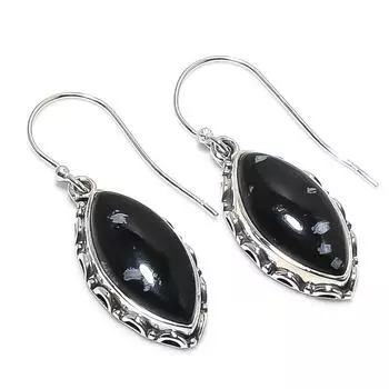 Natural Snowflake Obsidian Gemstone 925 Solid Sterling Silver Earring 1.50 B8Z37