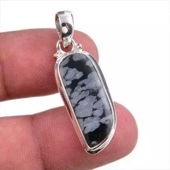Natural Snowflake Obsidian Gemstone Handmade 925 Solid Silver Pendant 1.50 O7r09