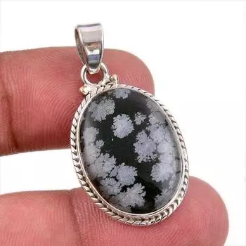 Natural Snowflake Obsidian Gemstone Handmade 925 Solid Silver Pendant 1.50 m1i15