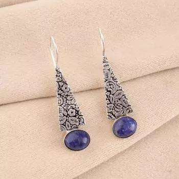 Natural Sodalite 925 Sterling Silver Jewelry Handcrafted Earrings 1.9 For Her EE-165-34