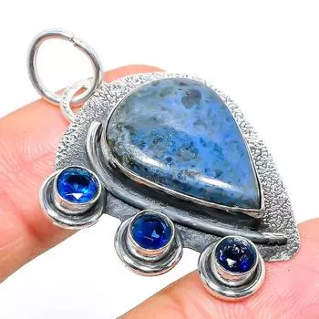 Natural Sodalite, Blue Topaz Gemstone 925 Sterling Silver Pendant 1.81 B4K56