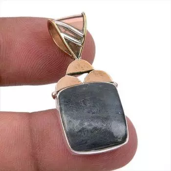 Natural Sodalite Gemstone 925 Solid Sterling Silver Two Tone Pendant 1.50 T1e59