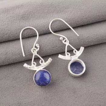 Natural Sodalite Gemstone 925 Sterling Silver Handmade Jewelry Earrings 1.63 EE-152-32