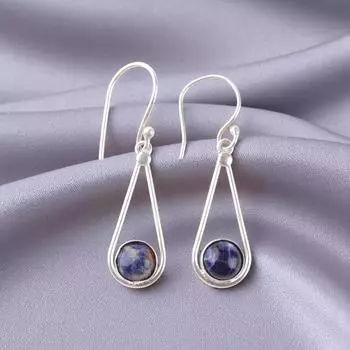 Natural Sodalite Gemstone 925 Sterling Silver Jewelry Handmade Earrings 1.76 EE-126-33
