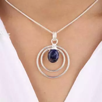 Natural Sodalite Gemstone 925 Sterling Silver Jewelry Handmade Blue Pendant1.65 PP-61-26