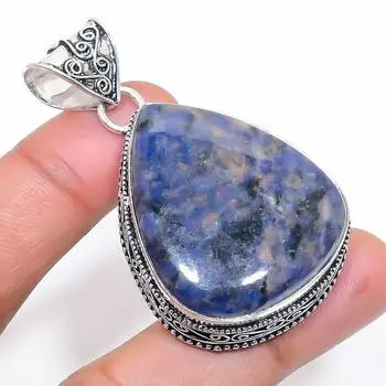 Natural Sodalite Gemstone 925 Sterling Silver Jewelry Pendant 2.13 e3k15