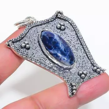 Natural Sodalite Gemstone 925 Sterling Silver Jewelry Pendant 2.52 j9n16