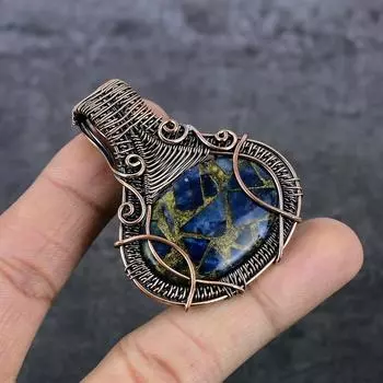 Подвеска из натурального содалита из медной проволоки 2,25 дюйма S5a29