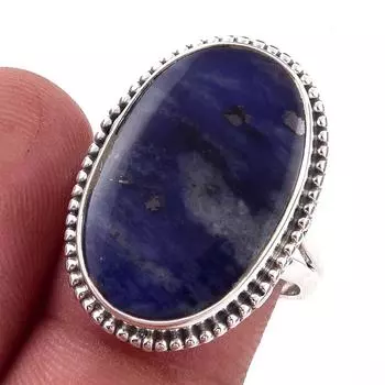 Natural Sodalite Gemstone Handmade 925 Solid Sterling Silver Ring Size 8.5 g4i95