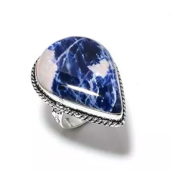 Natural Sodalite Gemstone Handmade 925 Sterling Silver Gift Ring Size 10 G7z24
