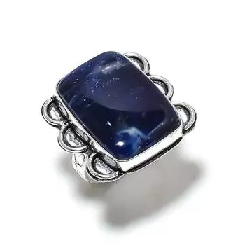 Natural Sodalite Gemstone Handmade 925 Sterling Silver Gift Ring Size 10 s9a15