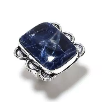 Natural Sodalite Gemstone Handmade 925 Sterling Silver Gift Ring Size 7 J0C37