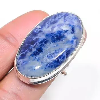 Natural Sodalite Gemstone Handmade 925 Sterling Silver Jewelry Ring Size 8 g9l56