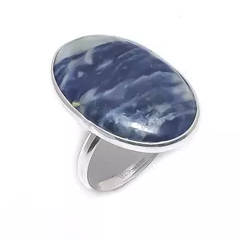 Natural Sodalite Gemstone Handmade 925 Sterling Silver Jewelry Ring Size 8 l8E19