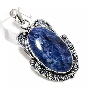 Natural Sodalite Gemstone Handmade 925 Sterling Silver Gift Pendant 2.17 W4N17