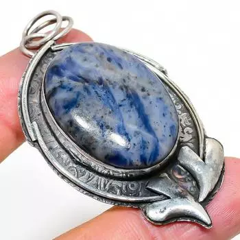 Natural Sodalite Gemstone Handmade 925 Sterling Silver Pendant 2.68 D6q33