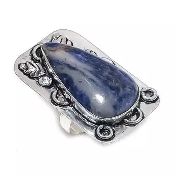 Natural Sodalite Gemstone Handmade 925 Sterling Silver Jewelry Ring Size 7 R0N90
