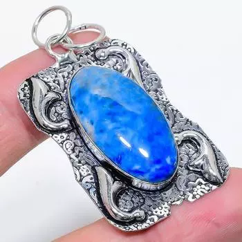 Natural Sodalite Gemstone Handmade 925 Sterling Silver Pendant 2.36 N3s84
