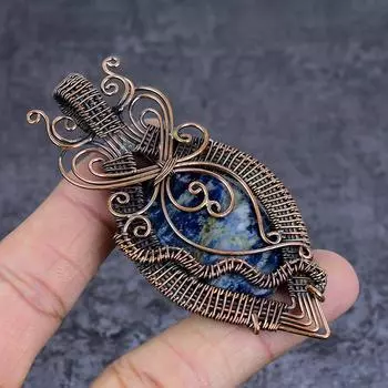 Natural Sodalite Gemstone Handmade Copper Wire Wrap Jewelry Pendant 3.35 y6t95