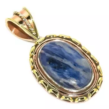 Natural Sodalite Gemstone Two Tone 925 Solid Sterling Silver Pendant 1.50 r1d78