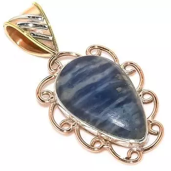 Natural Sodalite Gemstone Two Tone 925 Solid Sterling Silver Pendant 1.50 S4c12
