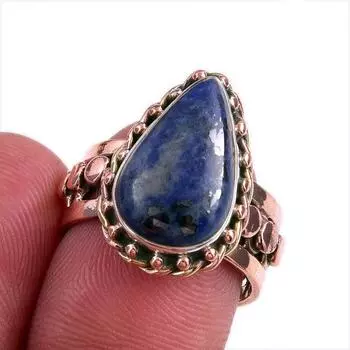 Natural Sodalite Gemstone Two Tone 925 Sterling Silver Jewelry Ring S.6.5 V7d50